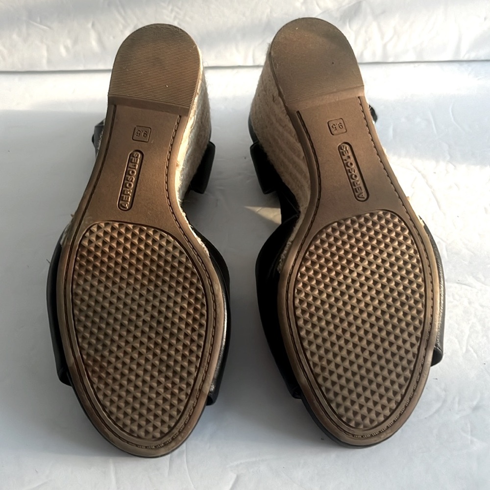 AEROSOLES Shoes $80 Women Cleverdale Leather Espadrille Wedge Sandals Size 9.5M - Picture 6 of 6